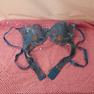 G:21 | size 34A | Blue Underwire Bra | Stars - Peace - Hearts
